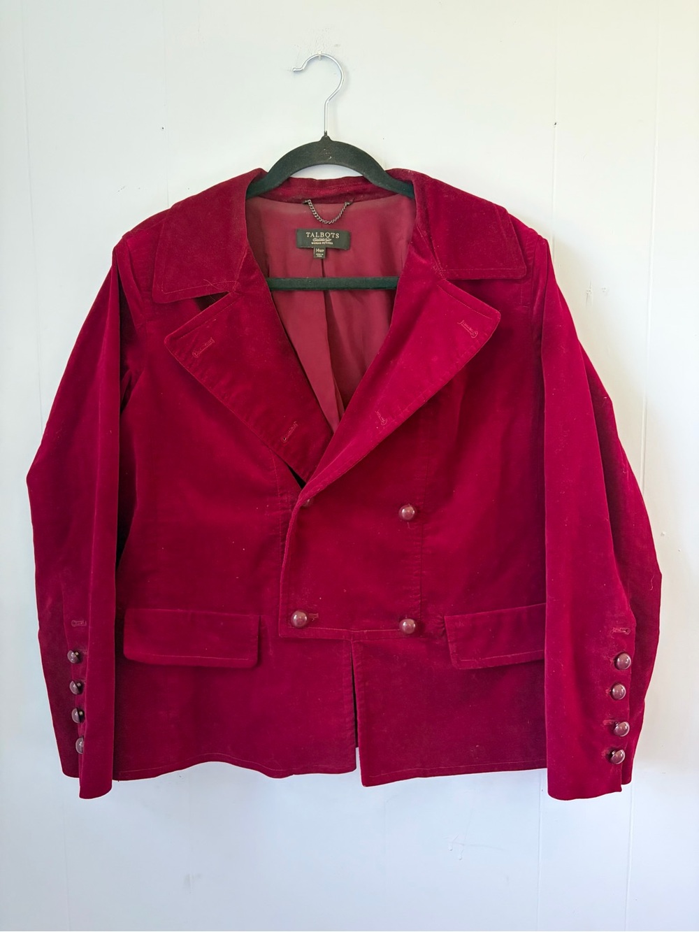 Talbots Holiday Women Vintage Velvet Double-Breasted Blazer
Burgundy Size 14 WP